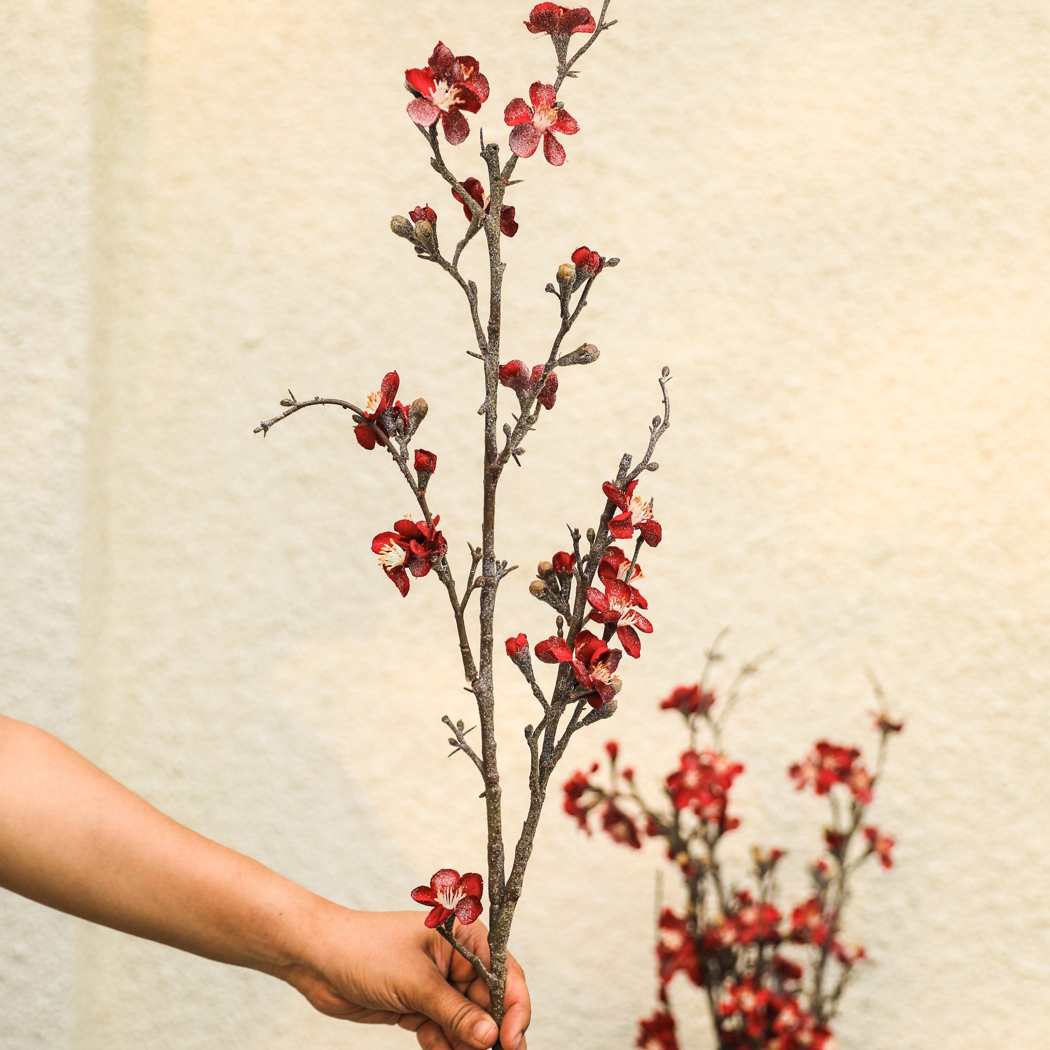 Winter Cherry Blossom Red Artificial Flower