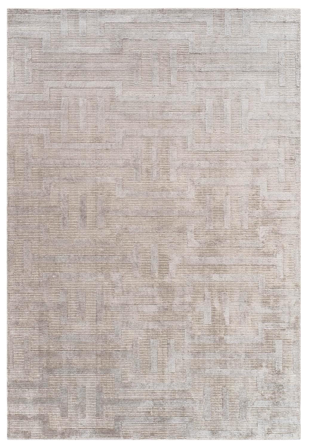 White Metal Wool & Silk Rug