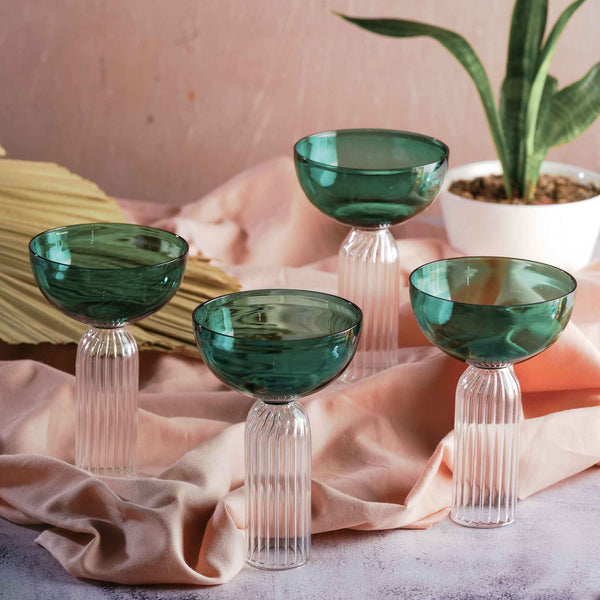 Teal Cocktail Stem Glass Set