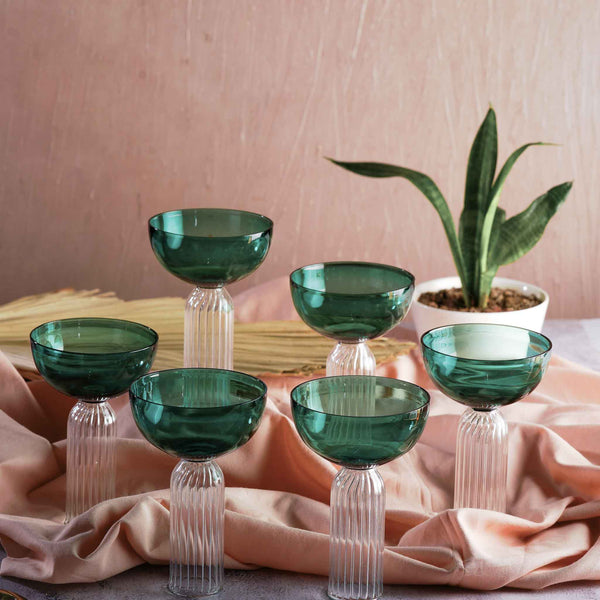 Teal Cocktail Stem Glass Set