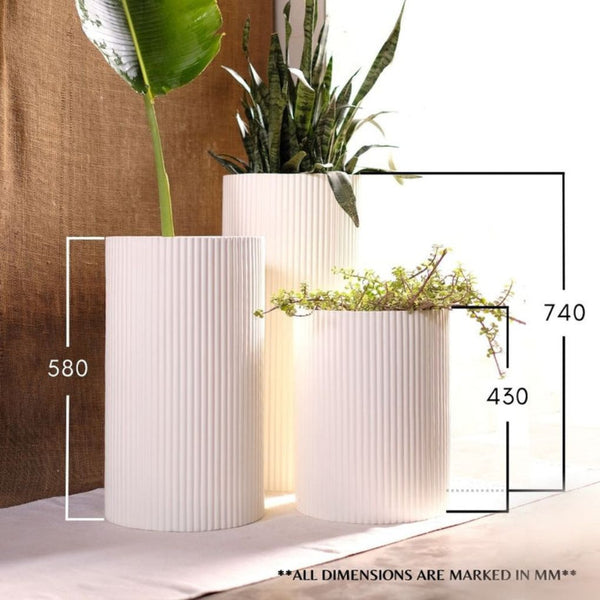 Large Fluted Planter | Tall | Available In 3 Colours